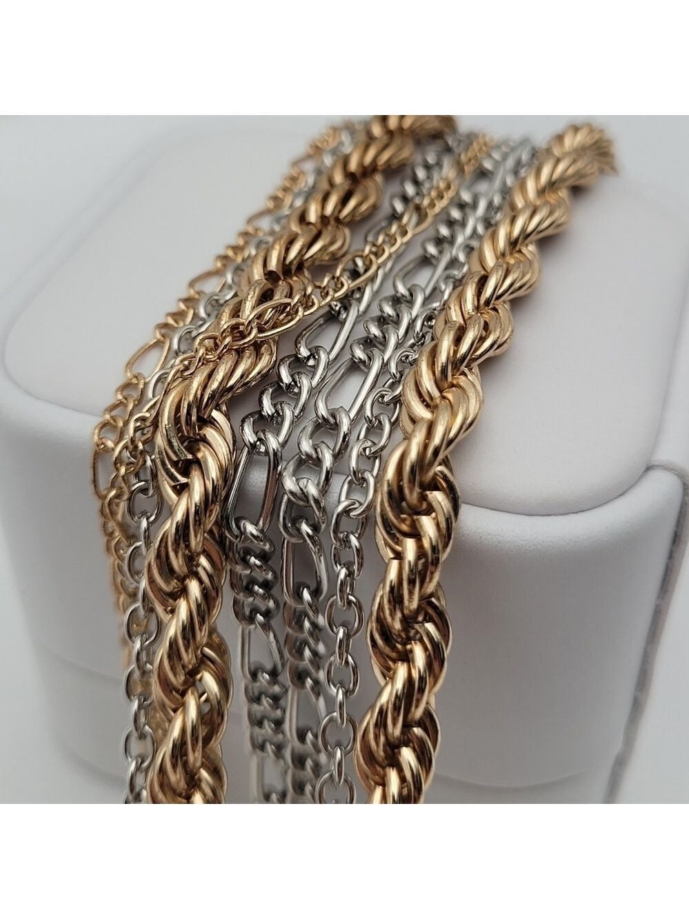 ✨2/$10✨ Multichain Necklace Silver Gold Figaro Rope Twisted